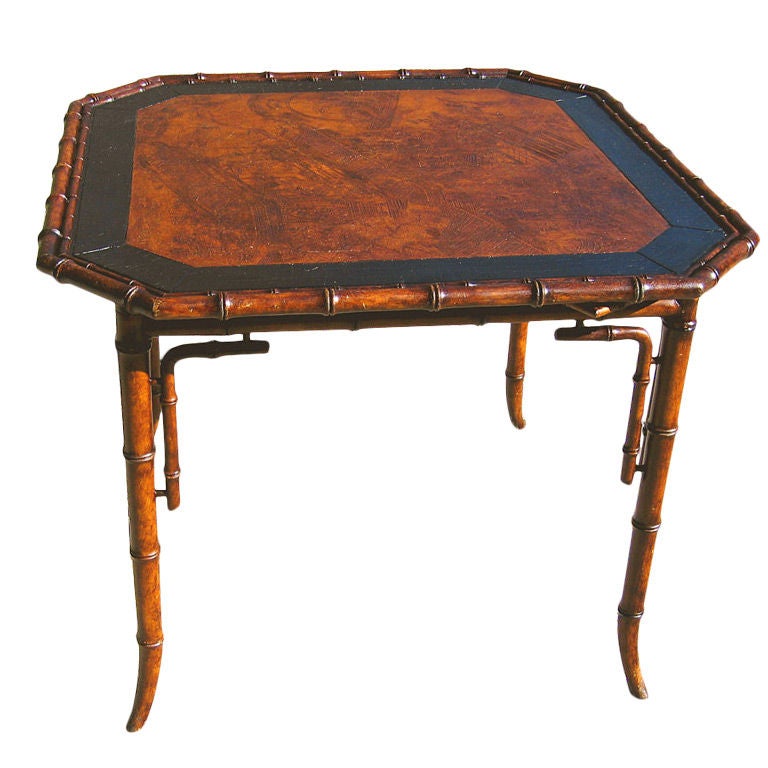 Faux Bamboo Game Table For Sale