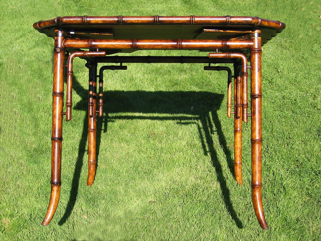 19th Century Faux Bamboo Game Table For Sale