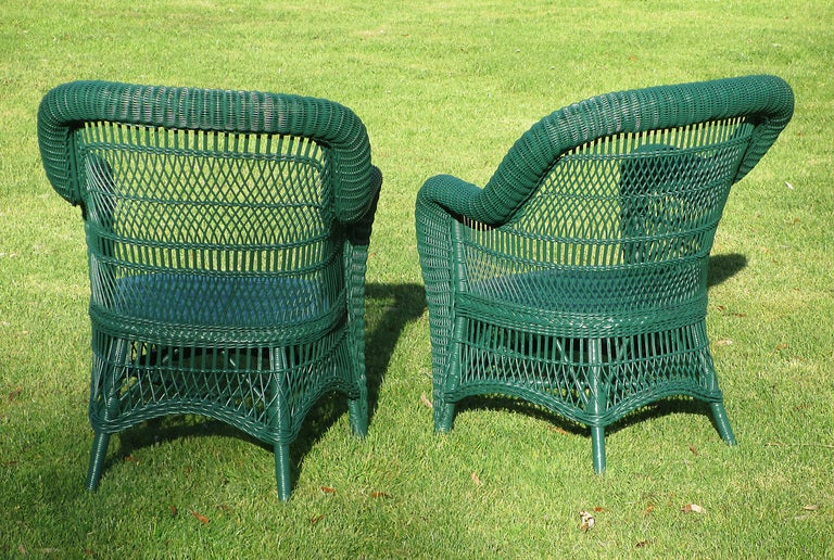 American Pair Victorian Serpentine Rolled Arm Chairs For Sale