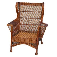 Antique BAR HARBOR WICKER WING CHAIR