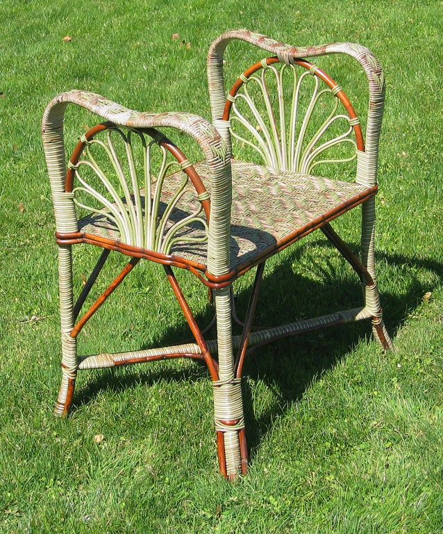 FRENCH WICKER VANITY BENCH