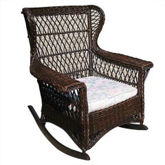 Antique Bar Harbor Wicker Wingback Rocker