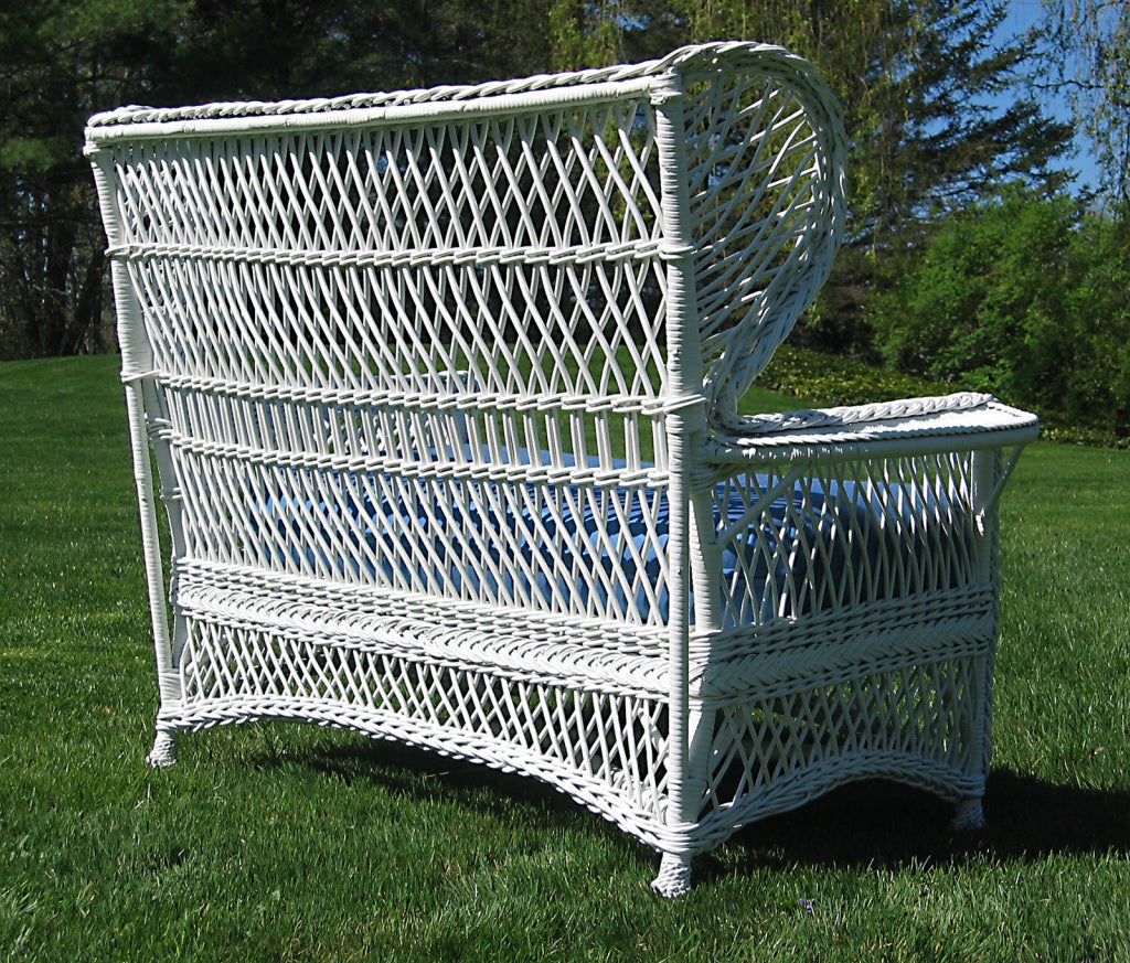 Woven Bar Harbor Wicker Settee For Sale