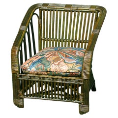 Antique Stick Wicker Club Chair