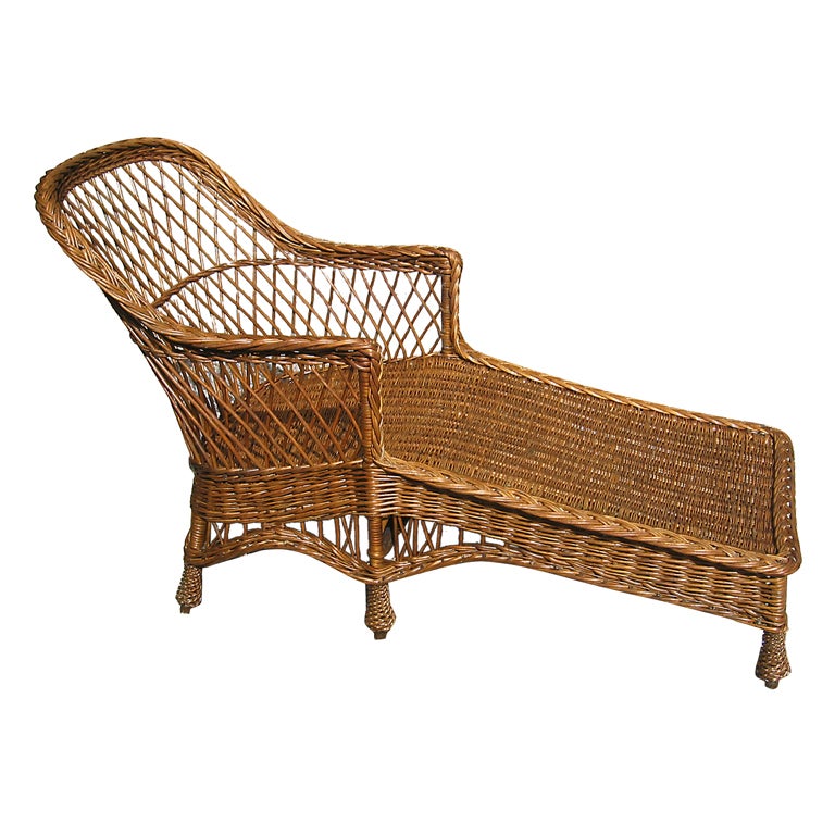Bar Harbor Wicker Chaise Longue For Sale