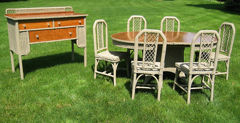 Set Of Six Wicker Dining Chairs at 1stDibs