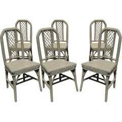 Set Of Six Wicker Dining Chairs