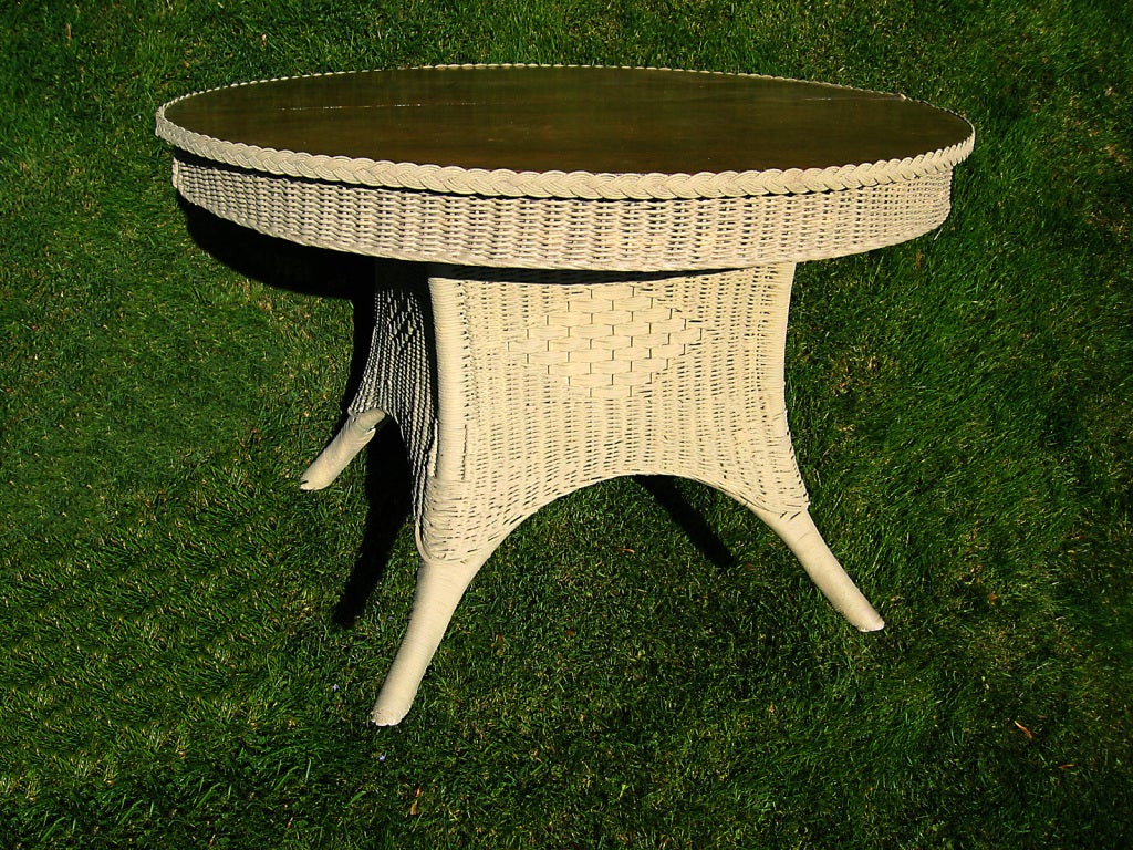 Art Deco Wicker Extension Dining Table