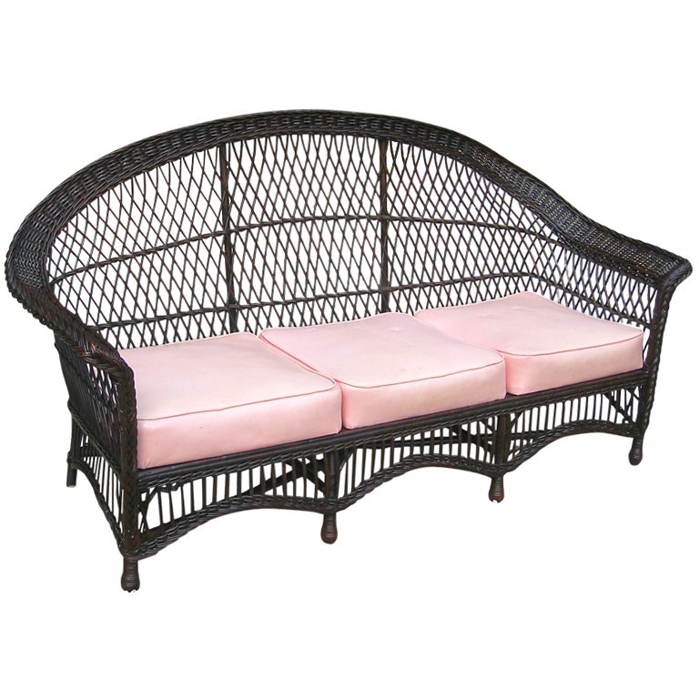 Bar Harbor Wicker Sofa For Sale at 1stDibs