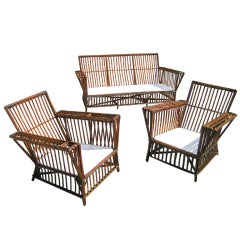 Antique Three-Piece Stick Wicker Set