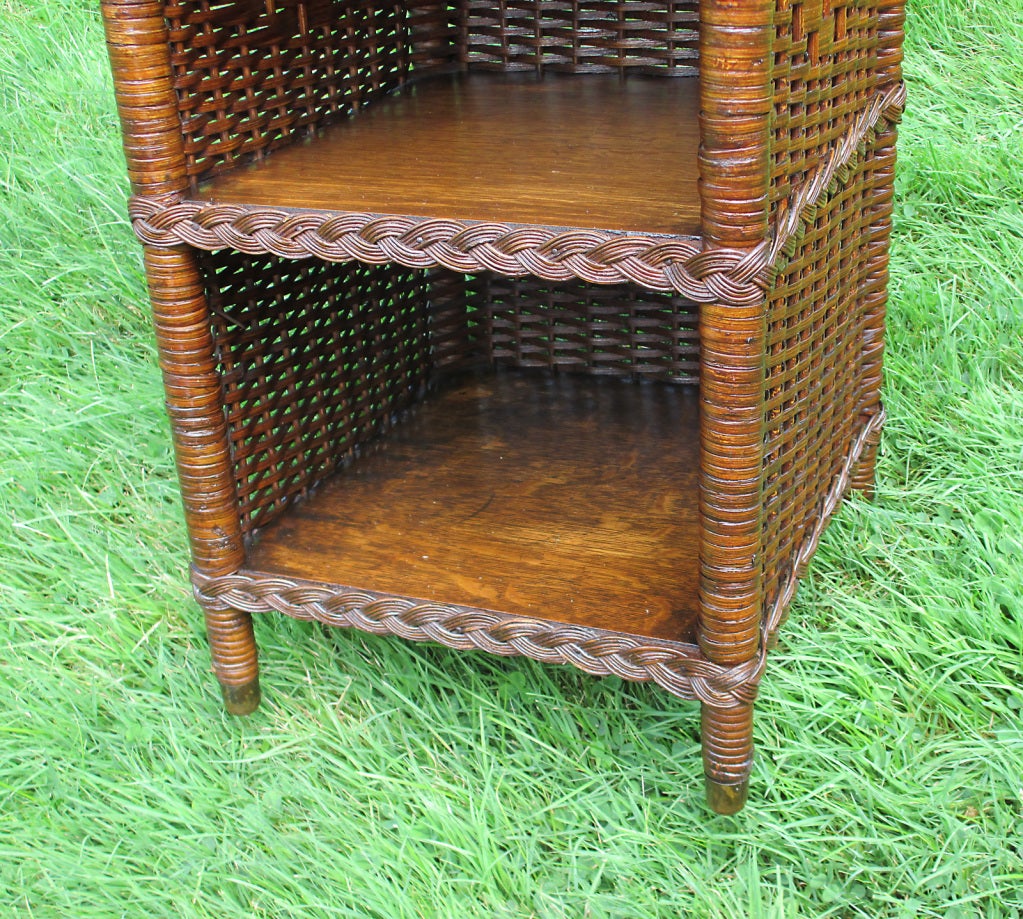 Art Deco Wicker End Table In Excellent Condition In Sheffield, MA