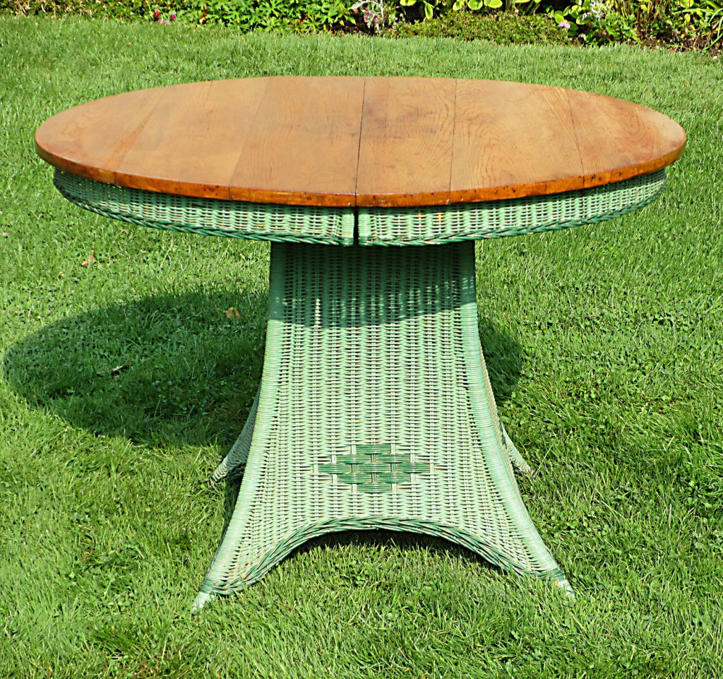 Art Deco Wicker Extension Dining Table