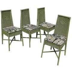 Set of Four Art Deco Wicker Dining Chairs