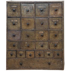 Original Painted 23-Drawer Apothecary