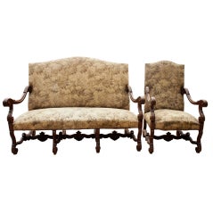 Jacobean Throne Style Hall Bench with Matching Arm Chair