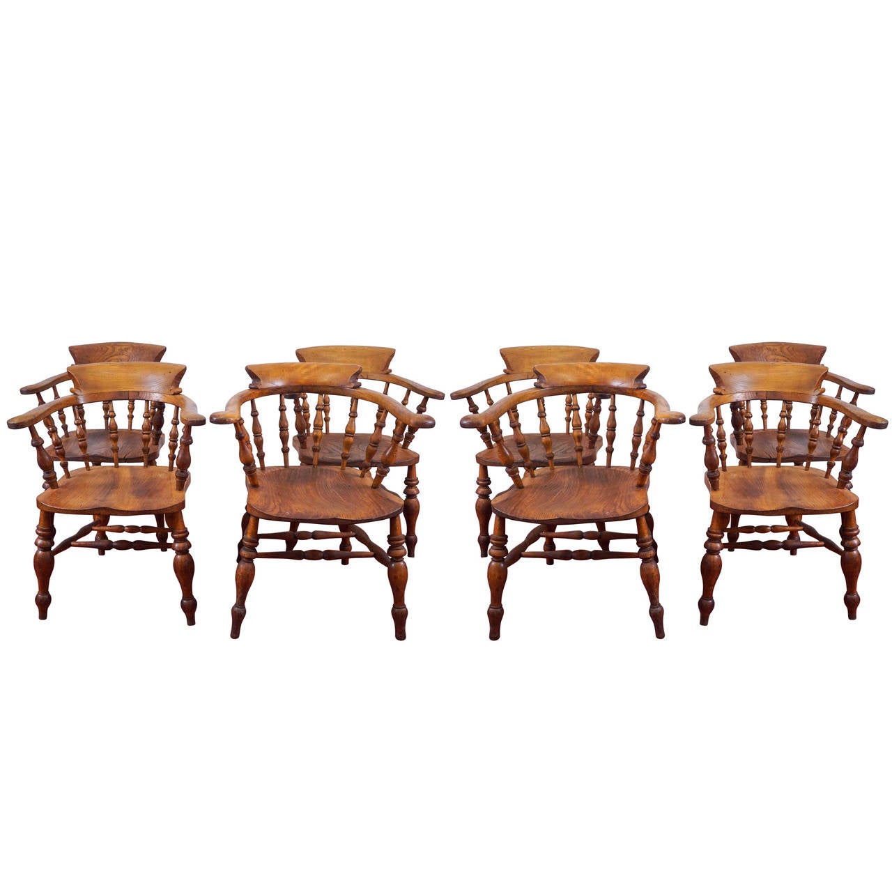 Set of Eight English Captain's Chairs