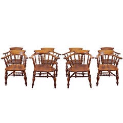 Antique Set of Eight English Captain's Chairs