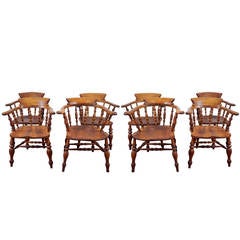 Antique Set of Eight English Captain's Chairs