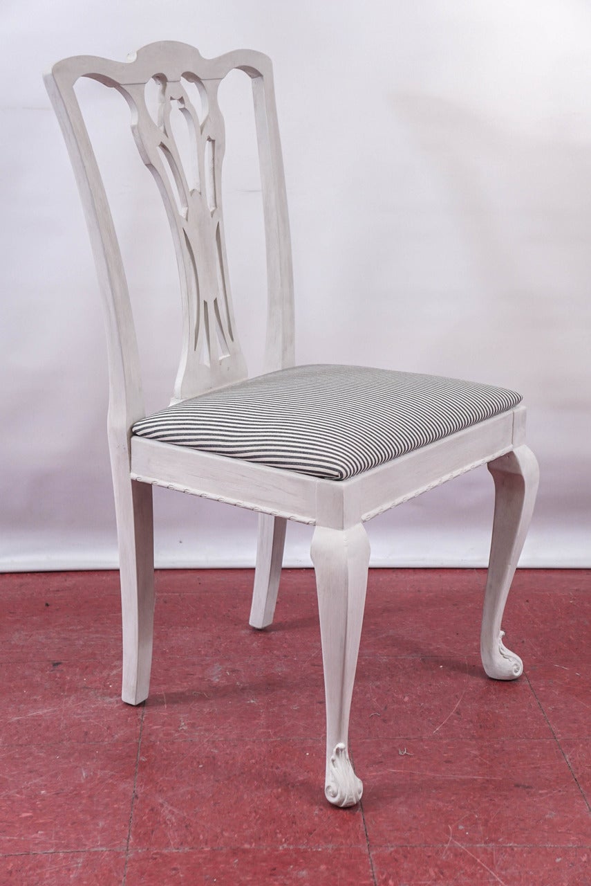 Six Painted ChippendaleStyle Dining Chairs For Sale at 1stDibs