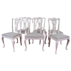 Six Painted Chippendale-Style Dining Chairs