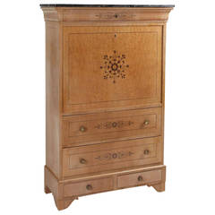 Biedermeier-Style Burl Wood Fall Front Secretary