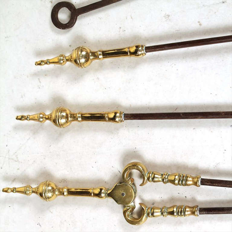 American Federal Brass Fireplace Tools, 19th Century