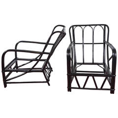 Almost a Pair, Two Rattan Bentwood Porch Chairs