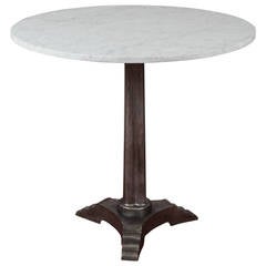 Antique French Art Deco Marble Top Bistro Cafe Table