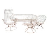 Vintage Outdoor Metal Ensemble with Settee Glider