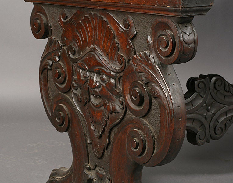 Oak Antique Italian Renaissance Style Library Table