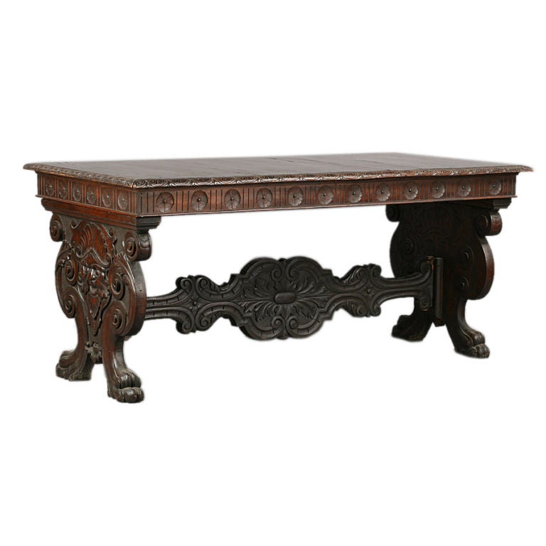 Antique Italian Renaissance Style Library Table