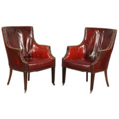 Pair of Regency Style Leather Upholstered Chairs