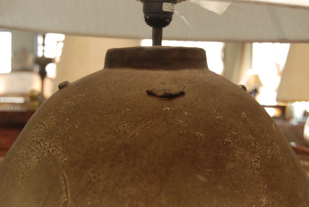Terracotta Pottery Lamp In Excellent Condition In Sheffield, MA