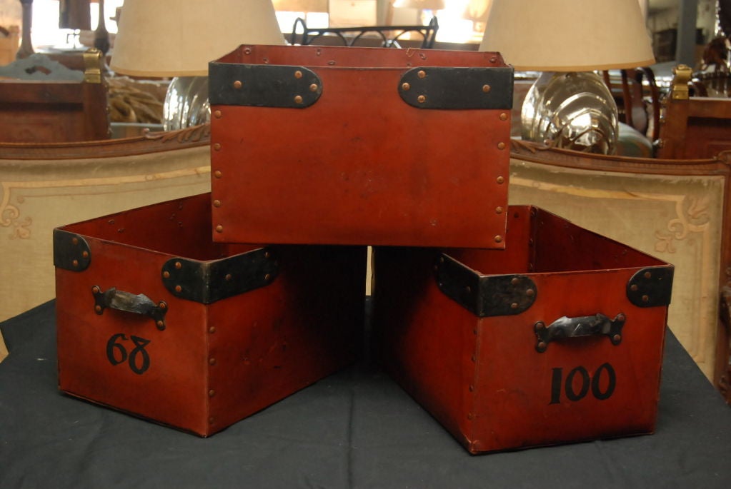 Leather Mail Sorting Bins