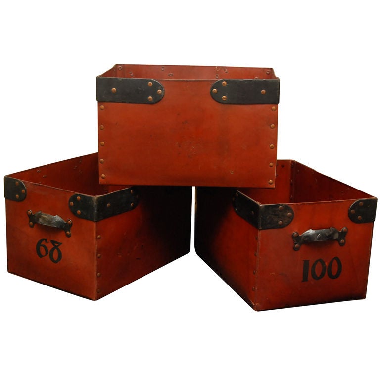 Leather Mail Sorting Bins