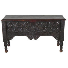 Antique British Provincial Carved Oak Chest