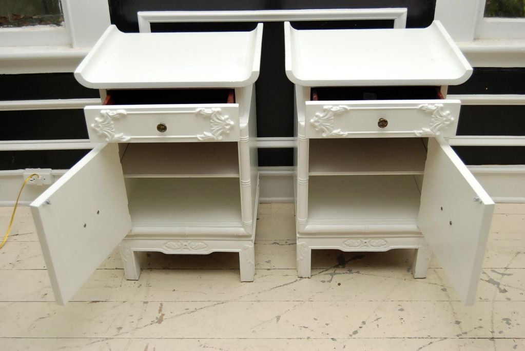American Chinese Chippendale Painted Nightstands