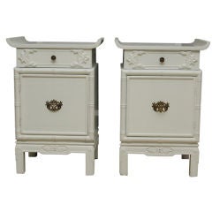 Chinese Chippendale Painted Nightstands