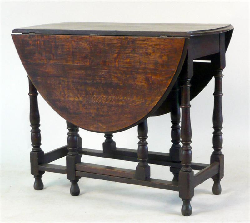 William and Mary Oak Gate Leg Table with spindle legs.
