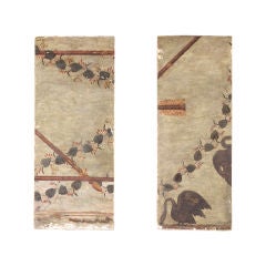 Antique Pair of Italian Painted Wall Canvas