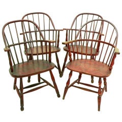 Set of 4 English Windsor Armchairs