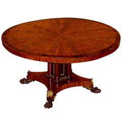 English Regency Inlaid Mahogany Tilt Top Breakfast or Dining Table circa 1835