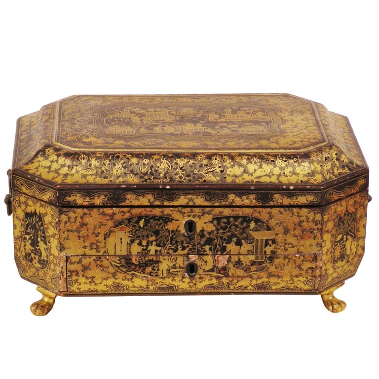 Chinese Export Lacquer Sewing Box at 1stdibs
