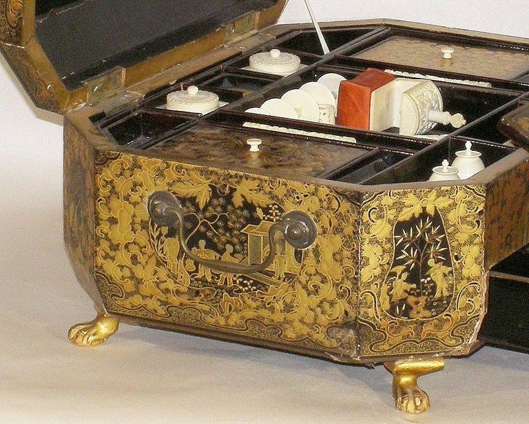 19th Century Chinese Export Lacquer Sewing Box