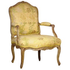  Louis XV French Painted Beech Fauteuil a la Reine Arm Chair