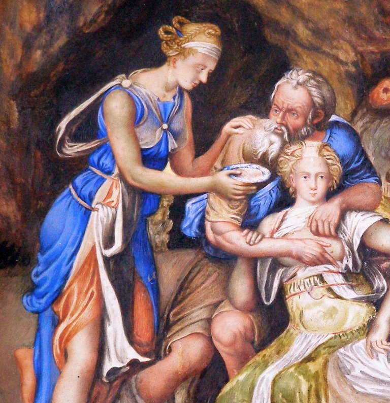 Renaissance French Allegorical Painting of Lot and His Daughters