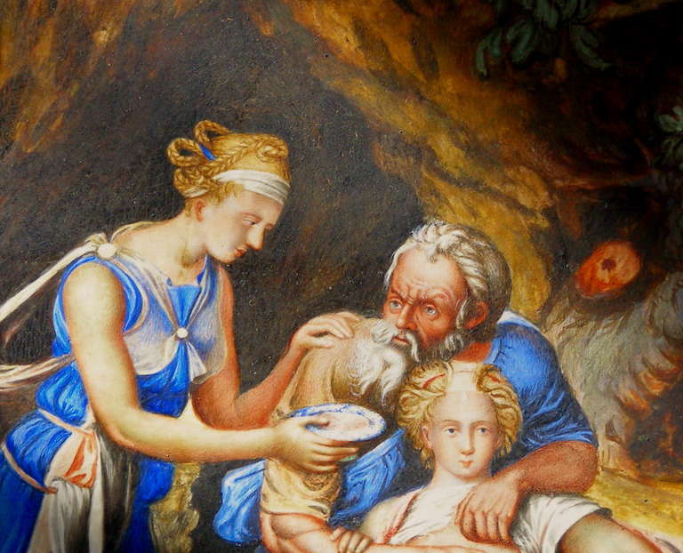 French Allegorical Painting of Lot and His Daughters In Excellent Condition In Great Barrington, MA