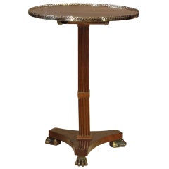 French Empire Style Mahogany and Brass Guéridon or Candlestand
