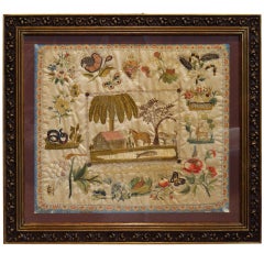 Antique 19th Century School Girl Needlework Sampler from Bogota , Columbia