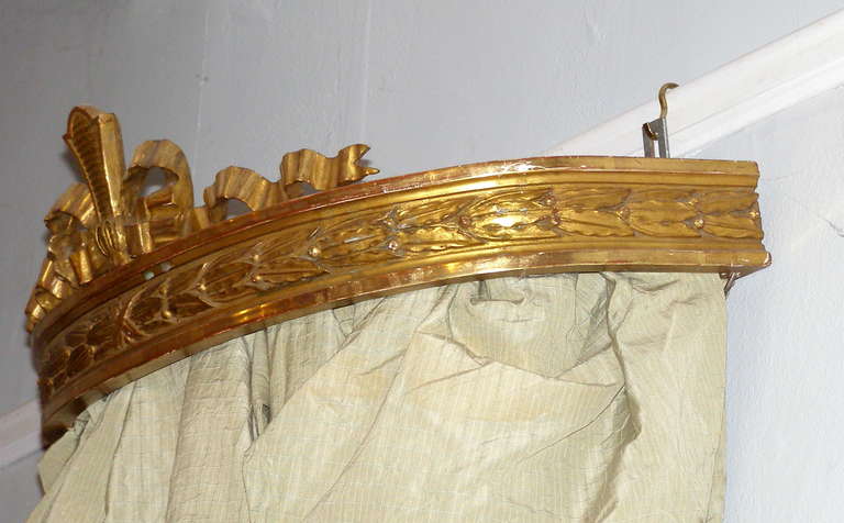 Wood Louis XVI Style Carved and Gilded Bed Corona